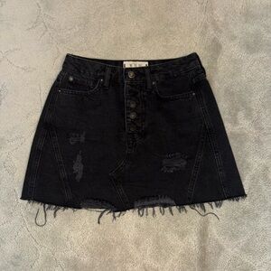 Free People  Distressed Denim Skirt
